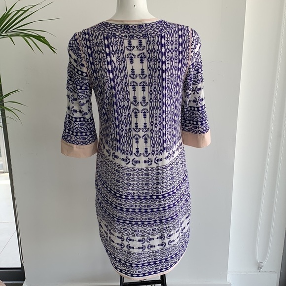 LOVE SAM WHITE W/ROYAL BLUE EMBROIDERY DRESS  SZ S - Picture 12 of 13